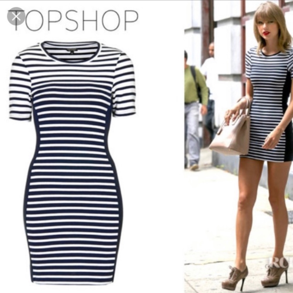 Top Shop Navy and White Stripe Dress